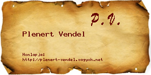 Plenert Vendel névjegykártya